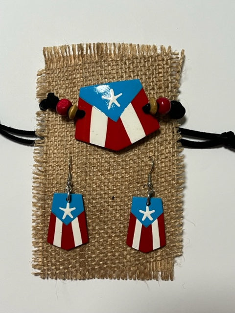 Bracelet and Earrings ''Puerto Rico Flag''